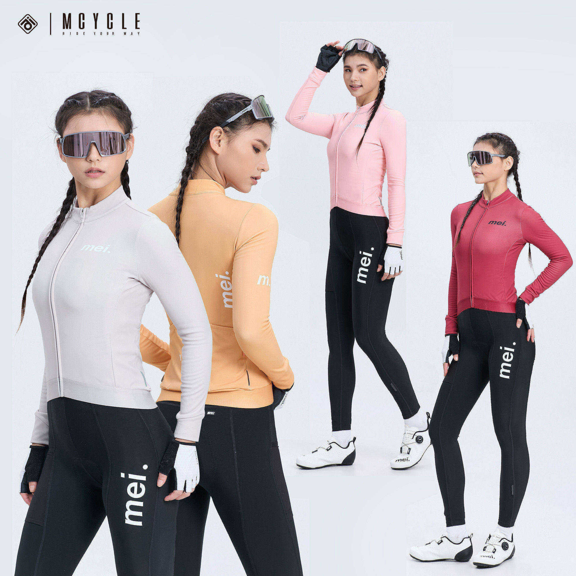 魅骑mcycle骑行服秋冬男女抓绒保暖透气自行公路车长袖防风上衣