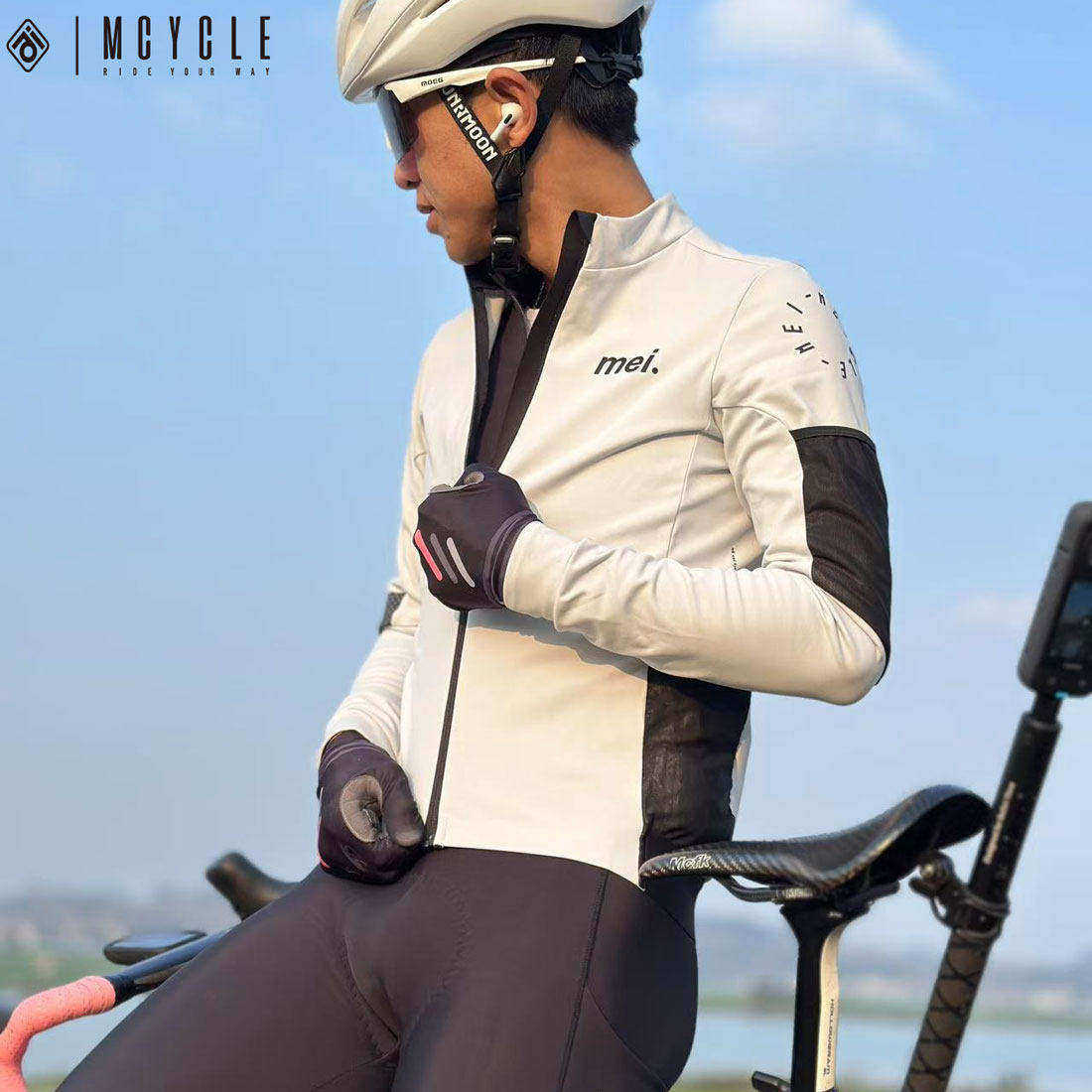 魅骑mcycle男女款骑行服长袖冬季抓绒保暖自行车公路服反光上衣