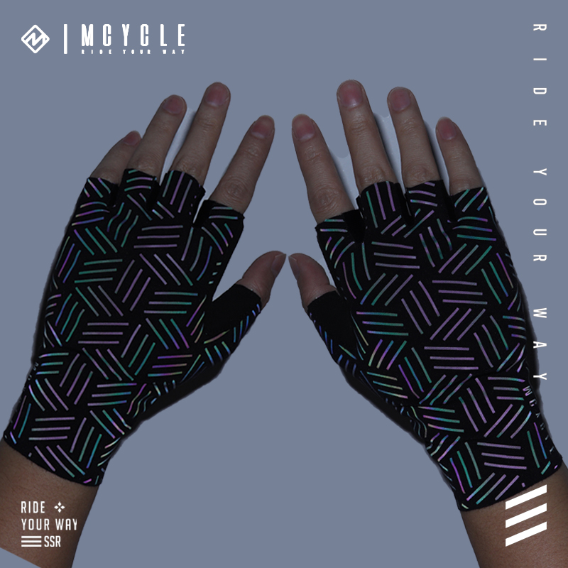 魅骑骑行手套夜骑炫彩反光