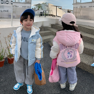 儿童亮面羽绒服2023男童新款潮童装洋气短款女孩免洗外套加厚冬装