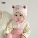 婴儿帽子秋冬季 保暖毛线帽公主护耳帽 宝宝女洋气针织帽婴幼儿冬季