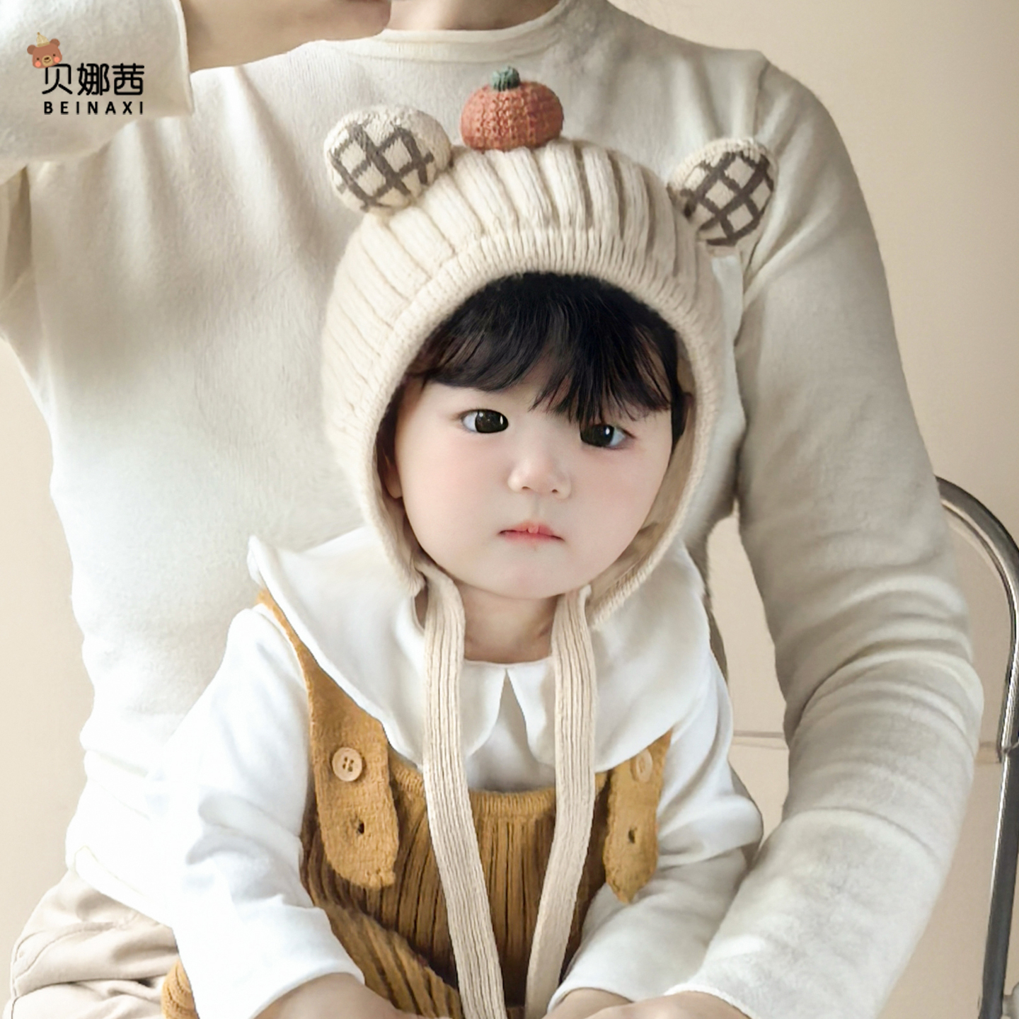 贝娜茜婴儿帽子毛线帽保暖防风冬