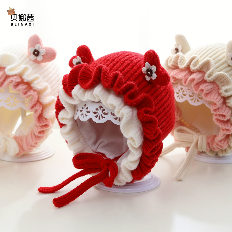 婴儿帽子秋冬季宝宝女孩红色周岁过年帽婴幼儿保暖冬天拜年毛线帽,童装/婴儿装/亲子装,帽子,淘宝优惠券,粉丝福利购,淘宝优惠卷