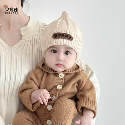 婴儿帽子秋冬季宝宝加厚针织帽