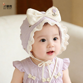 婴儿帽子春秋薄款 女宝宝可爱满月护耳帽婴幼儿新生洋气囟门帽胎帽