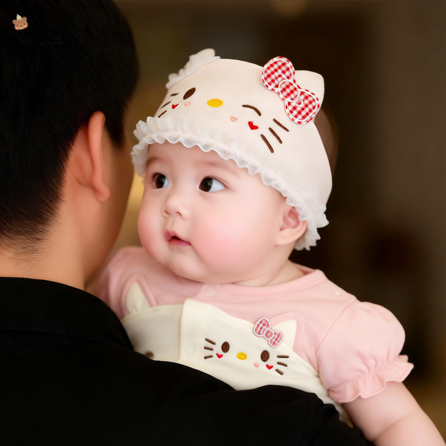 婴儿帽子夏季薄款卡通女宝宝空顶发带婴幼儿可爱护囟门帽胎帽新款