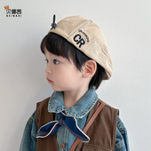 儿童帽子春秋宝宝男小月龄帅气贝雷帽男孩秋冬外出遮阳帽2024新款