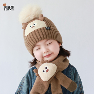 婴儿帽子秋冬季加厚保暖宝宝护耳帽男童女孩冬天针织毛线帽中大童