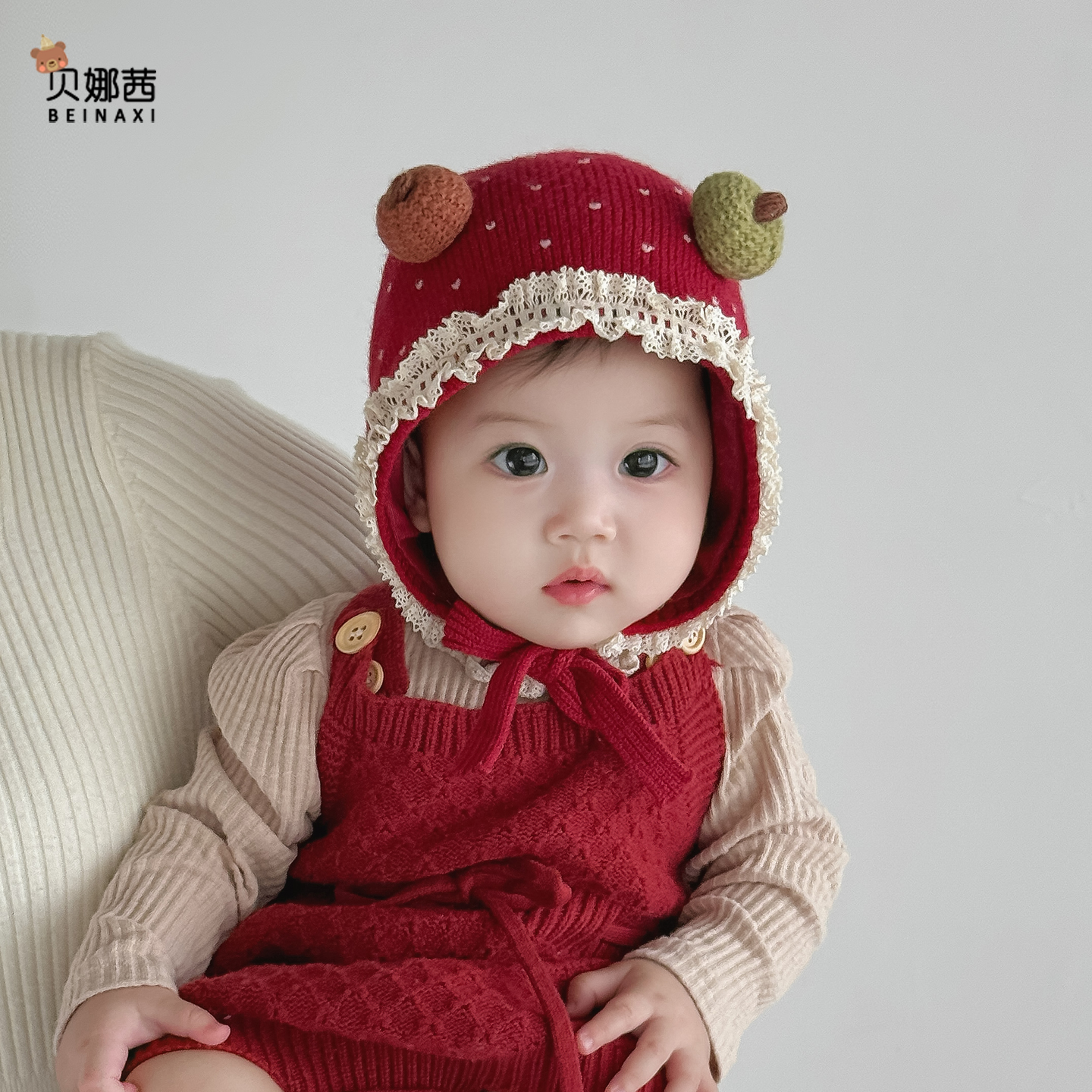 贝娜茜婴儿帽子毛线帽保暖防风冬