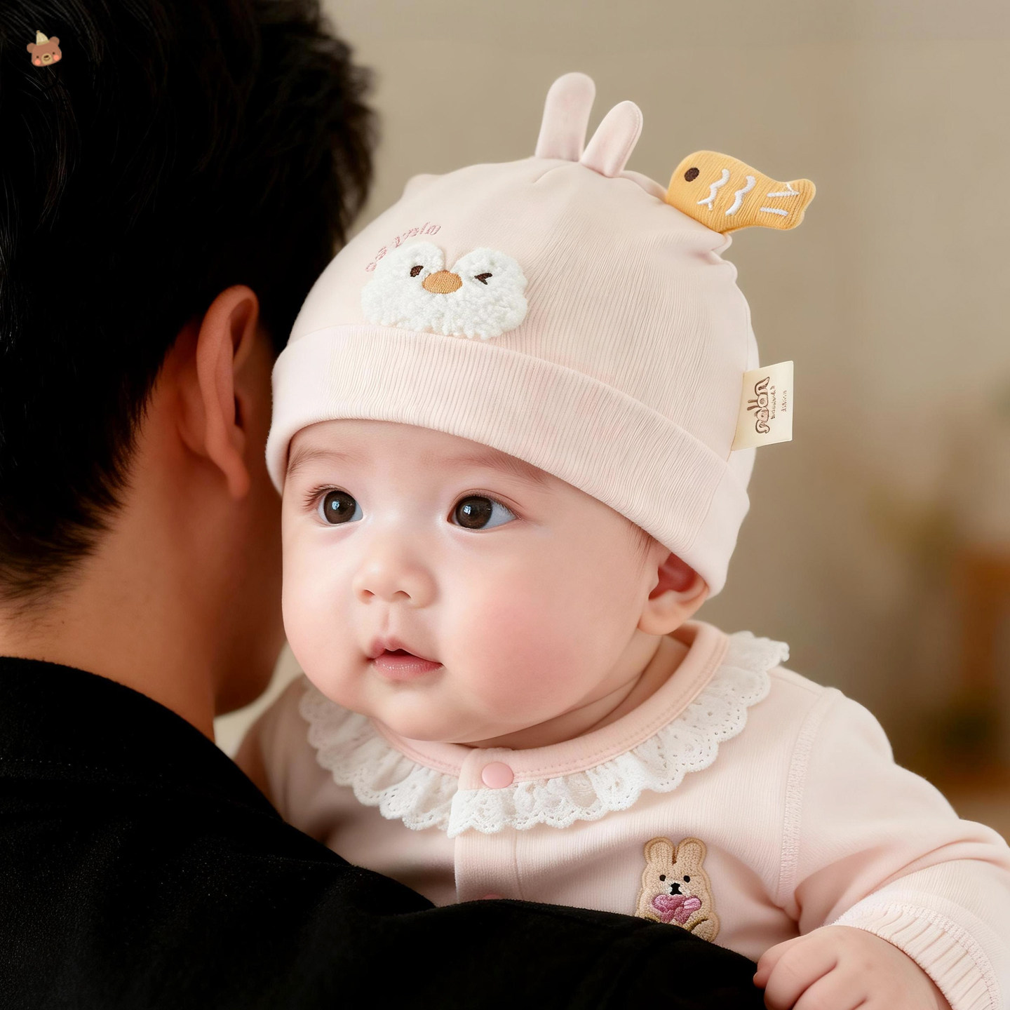 婴儿帽子春秋季薄款初生宝宝卡通外出护囟门帽婴幼儿新生胎帽冬天