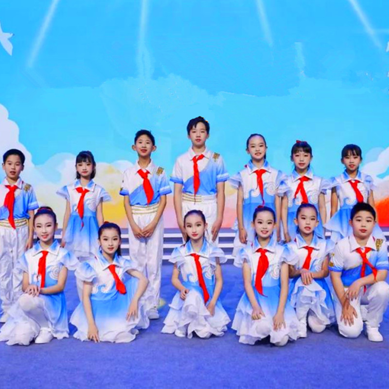 高货速发六一儿童诗歌朗诵演出服中小学生大合唱团少年中国梦红领