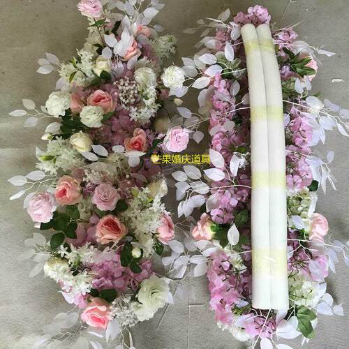 新款婚庆布置装饰花排迎宾花墙排花路引T台花艺婚礼背景仿真绢i.