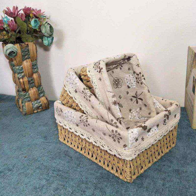 草编收纳筐纸藤编织布艺桌面茶几杂物玩具钥匙化妆品收纳盒零食篓