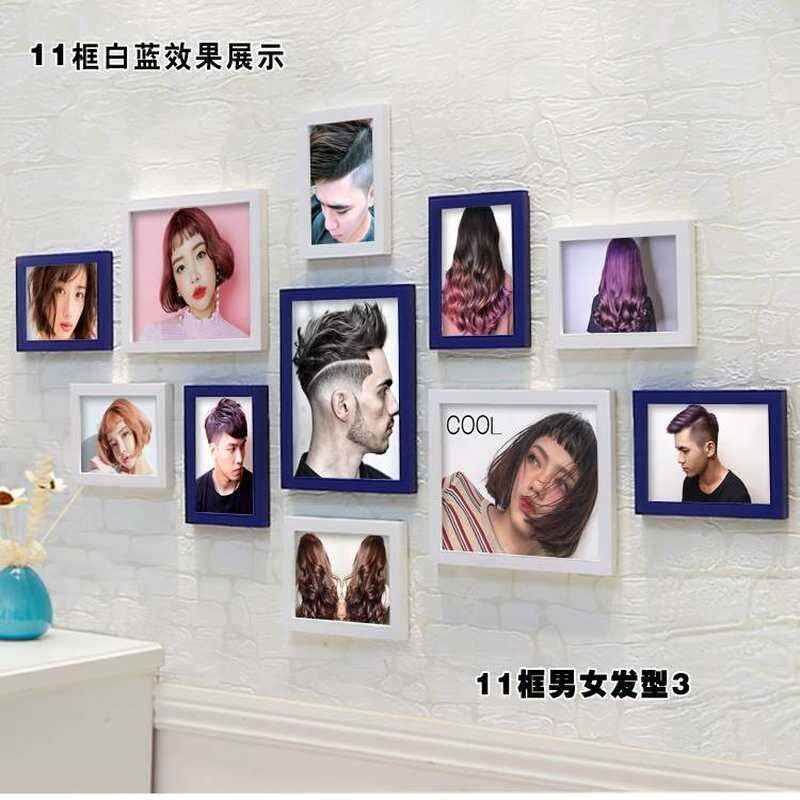 挂画框造型理发店墙面装饰画美发美发人物背景墙理发店照片相片墙