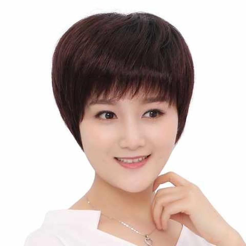 假发女短发短直发中老年妈妈短发逼真发型碎头套夏季轻薄款
