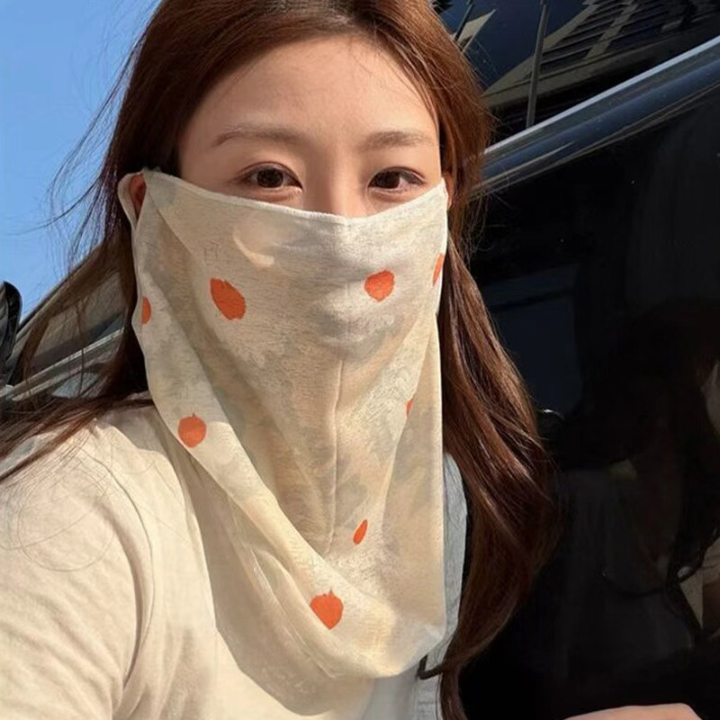 韩版甜美碎花防晒面罩女春夏骑行防紫外线遮阳面纱护颈脸基尼口罩
