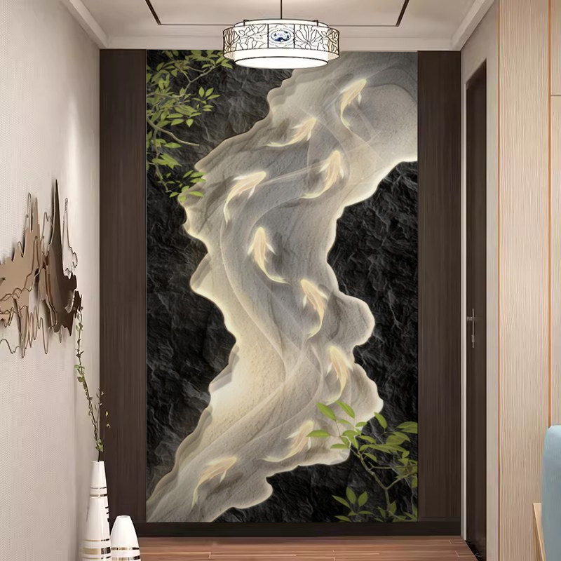 九鱼图玄关装饰画轻奢