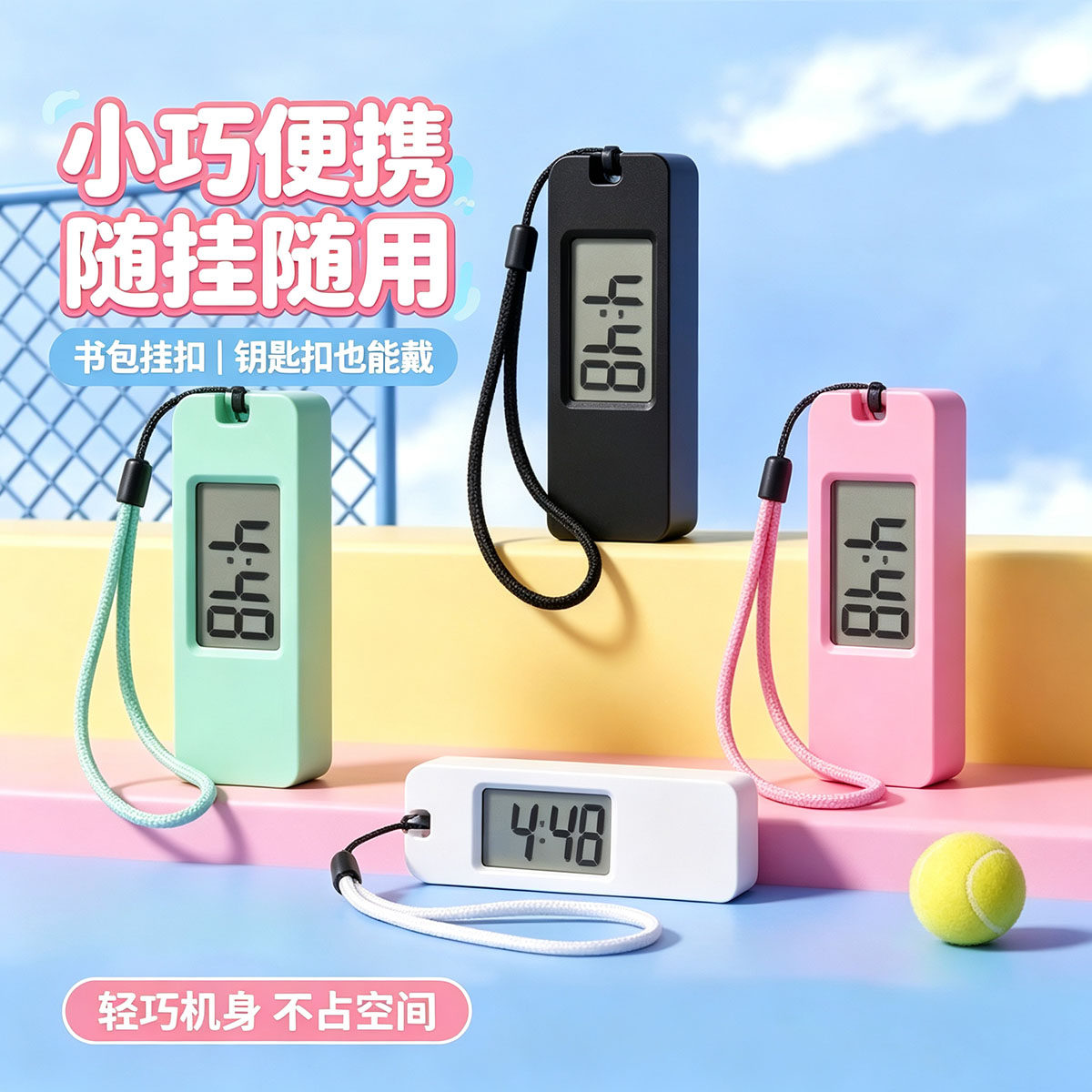 开学季热销学生怀表简约看时间迷你便携方形静音挂表常亮数字表
