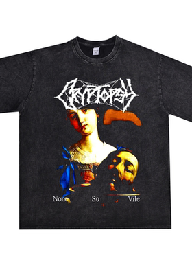数码直喷金属摇滚Cryptopsy地宫石魔乐队印花T恤短袖纯棉圆领重磅