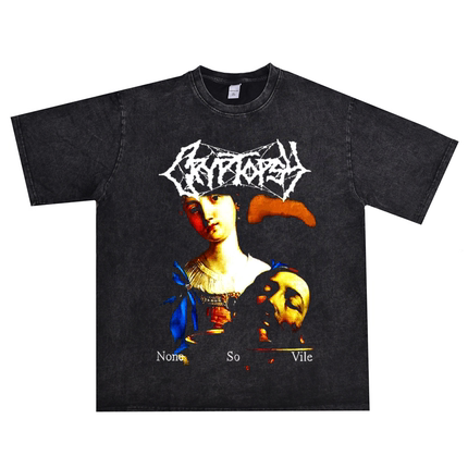 数码直喷金属摇滚Cryptopsy地宫石魔乐队印花T恤短袖纯棉圆领重磅