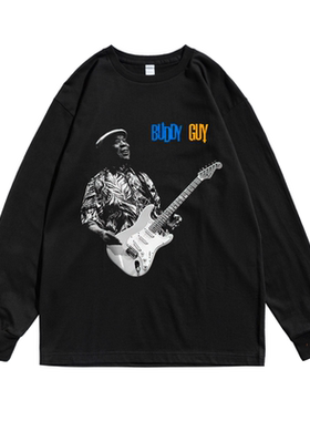 buddy guy布鲁斯之王blues巴蒂盖专辑印花纯棉宽松T恤男女潮长袖