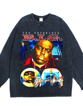 数码直喷说唱歌手声名狼藉先生The Notorious B.I.G.宽松长袖T恤