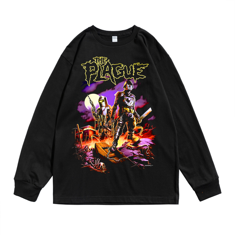 长袖嘻哈青年T恤纯棉男