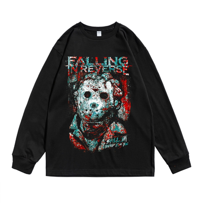 欧美Falling in Reverse乐队硬核重金属摇滚印花T恤长袖男女同款