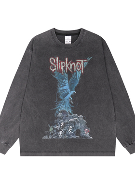 数码直喷maneskin流行金属个性摇滚乐队印花长袖T恤重磅纯棉宽松