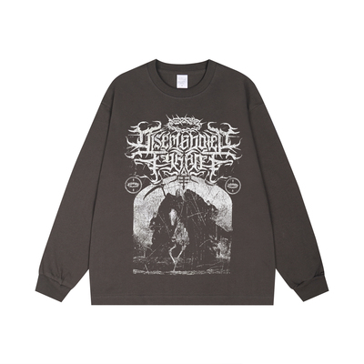 Disembodied Tyrant交响旋律死核乐队印花长袖T恤宽松复古做旧