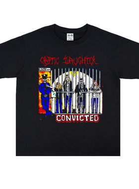 硬核敲击金属摇滚Cryptic Slaughter隐秘屠宰乐队印花T恤短袖男女