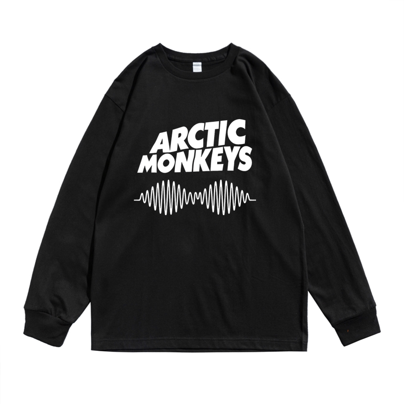 欧美潮牌迷幻摇滚arctic monkeys北极猴子印花t恤长袖街头宽松潮