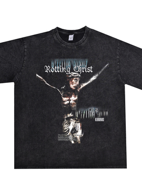 数码直喷摇滚ROTTING CHRIST乐队印花短袖T恤重磅纯棉宽松嘻哈潮