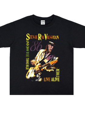 吉他手Stevie Ray Vaughan史蒂维·雷·沃恩印花T恤长短袖重磅