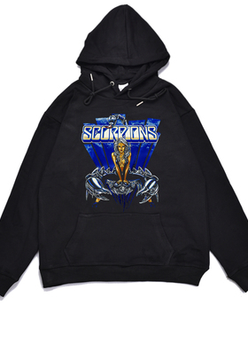 重金属摇滚蝎子乐队Scorpions印花加厚卫衣男女宽松个性连帽外套