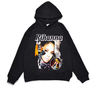蕾哈娜Rihanna饶舌Rated R说唱hard专辑印花连帽宽松卫衣男女嘻哈