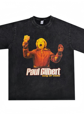 喷印Paul Gilbert   King Of Clubs短袖T恤宽松重磅纯棉美式复古