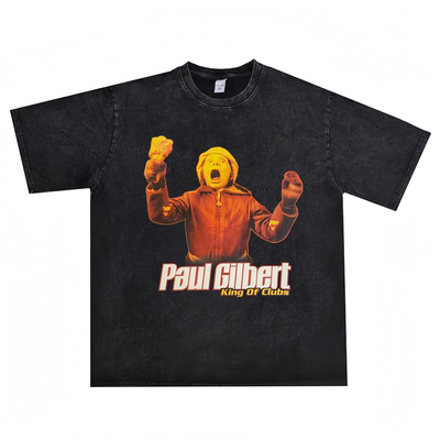 喷印Paul Gilbert   King Of Clubs短袖T恤宽松重磅纯棉美式复古