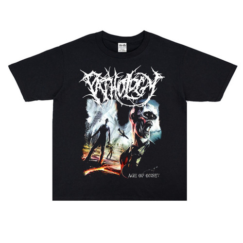 as欧美乐队短袖宽松印花t恤