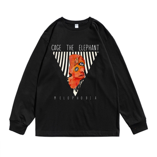 美国Cage The Elephant笼中象摇滚乐队囚象印花个性长袖T恤街头款