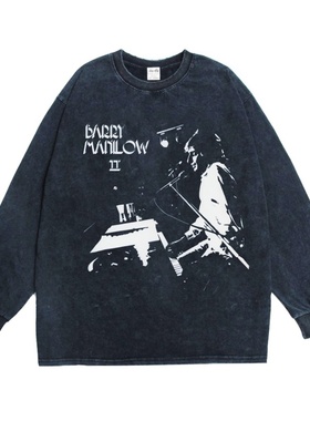 数码直喷歌手巴瑞·曼尼洛Barry Manilow印花长袖T恤重磅纯棉男女