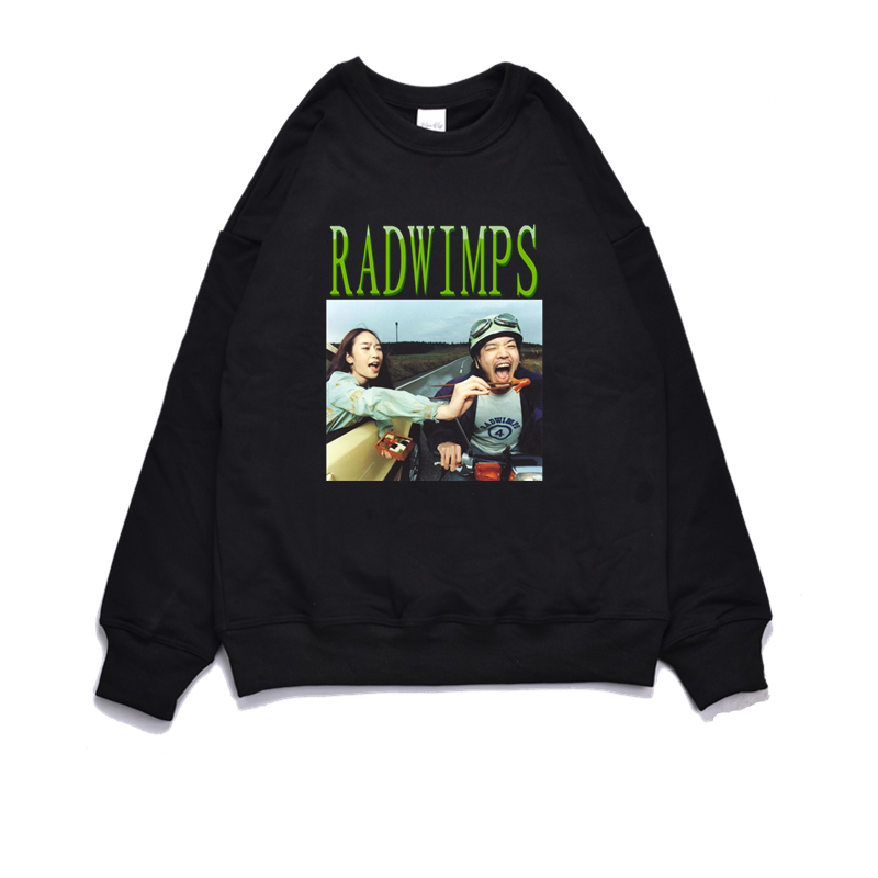 摇滚乐队专辑印花连帽宽松卫衣