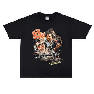 欧美经典怀旧老电影鬼玩人个性设计海报印花圆领T恤短袖宽松男女