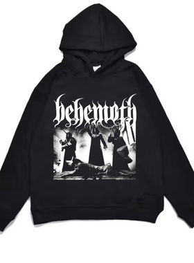 数码直喷behemoth巨兽摇滚乐队印花加厚连帽宽松卫衣男女嘻哈外套