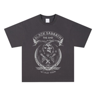 black sabbath黑色安息日重金属摇滚乐队短袖T恤宽松重磅纯棉做旧