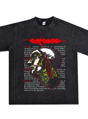 数码直喷金属摇滚Carcass尸体乐队印花T恤纯棉男女短袖潮流款