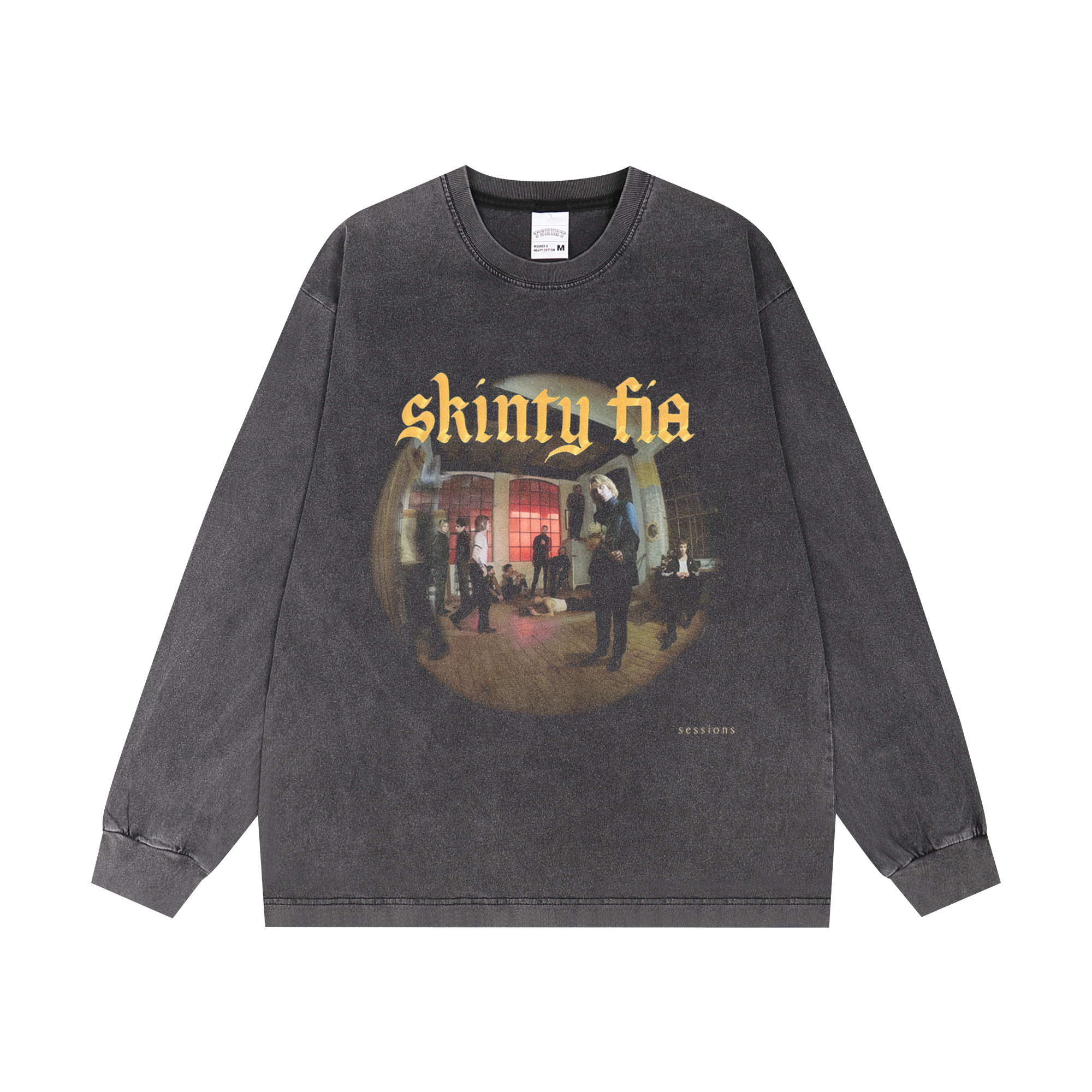 喷印摇滚Fontaines D.C.乐队重磅纯棉印花长袖T恤宽松重磅纯棉