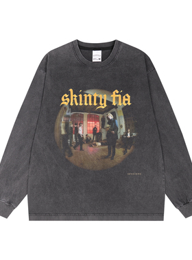 喷印摇滚Fontaines D.C.乐队重磅纯棉印花长袖T恤宽松重磅纯棉