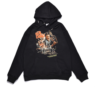 欧美经典怀旧老电影鬼玩人个性设计海报印花连帽加绒卫衣外套宽松