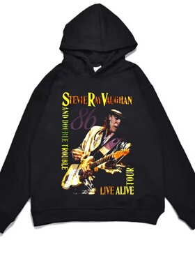 Blues吉他歌手Stevie Ray Vaughan史蒂维·雷·沃恩印花卫衣外套